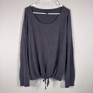 Barefoot Dreams Charter Club Charcoal Drawstring Hem Long Sleeve Top